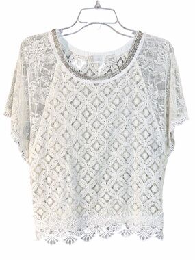Miss Me White Lace Crochet Top Size Medium